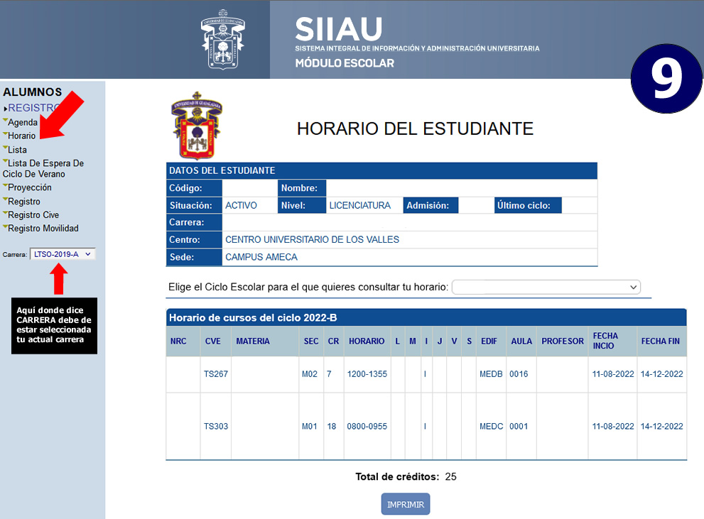 Registro de Materias en CUValles