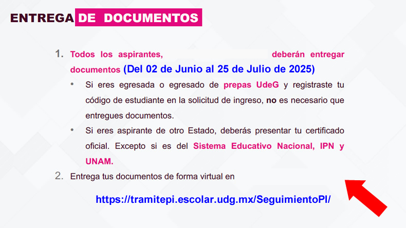 Fechas para subir documentos